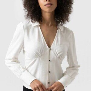 NWT Saint + Sofia Galaxy blouse Cream Button Down Plus Size 16